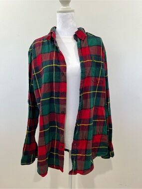 Chaps Plaid Long-Sleeve Flannel Shirt - Red & Green